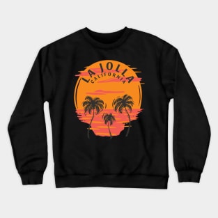 La Jolla California Sunset Skull and Palm Trees Crewneck Sweatshirt